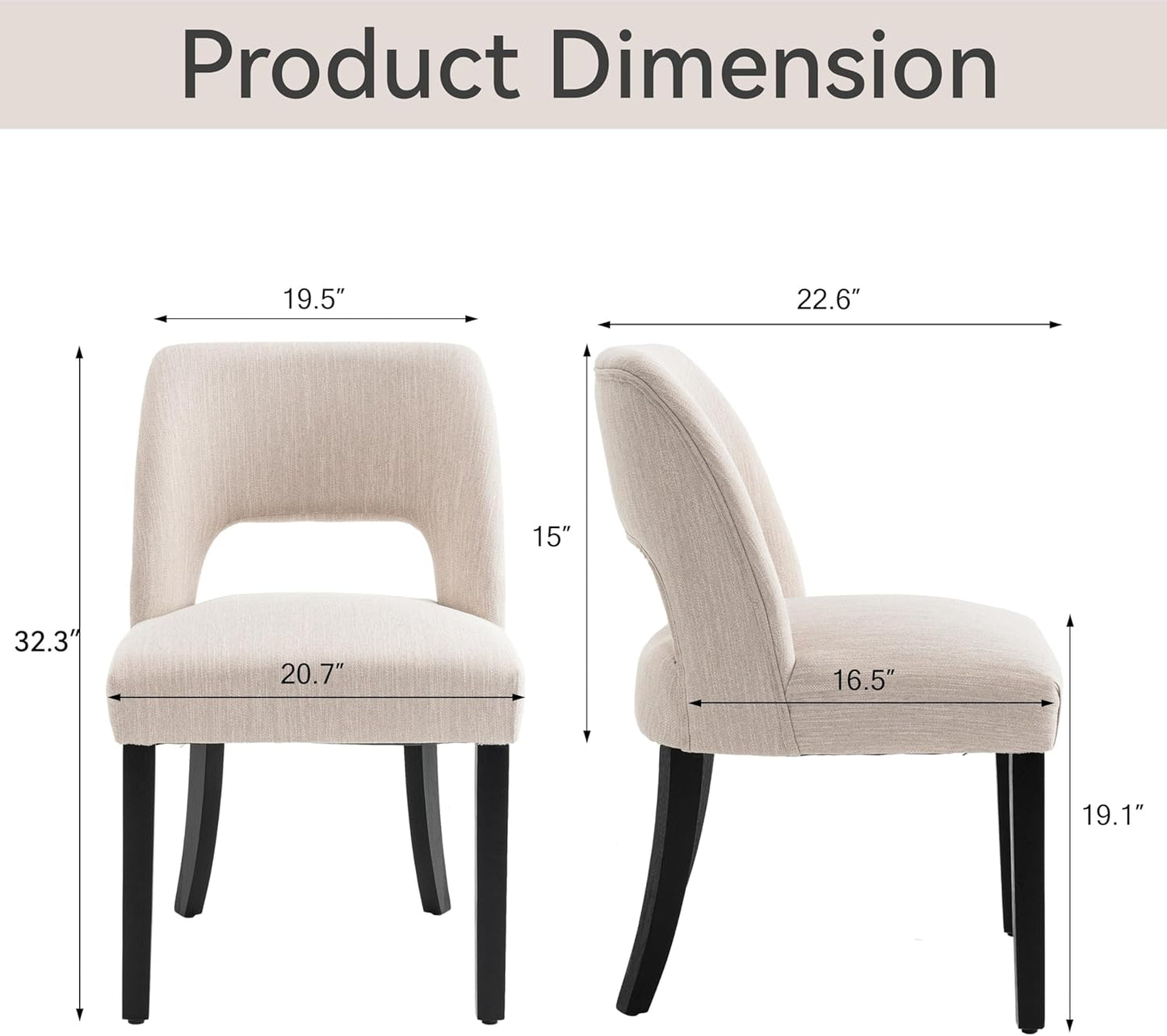 Dining Chairs Set of 4 - Beige-Black Legs
