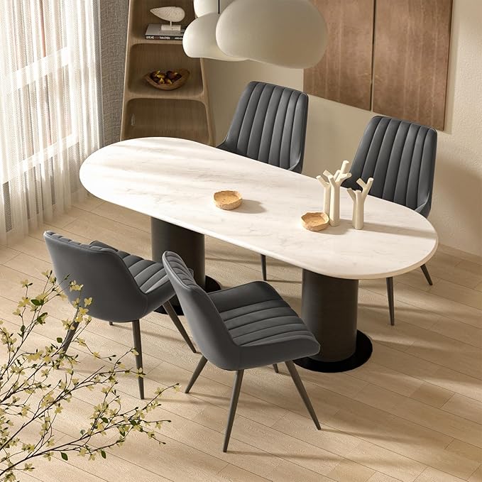 Dining Chairs with Metal Legs, Dark Grey