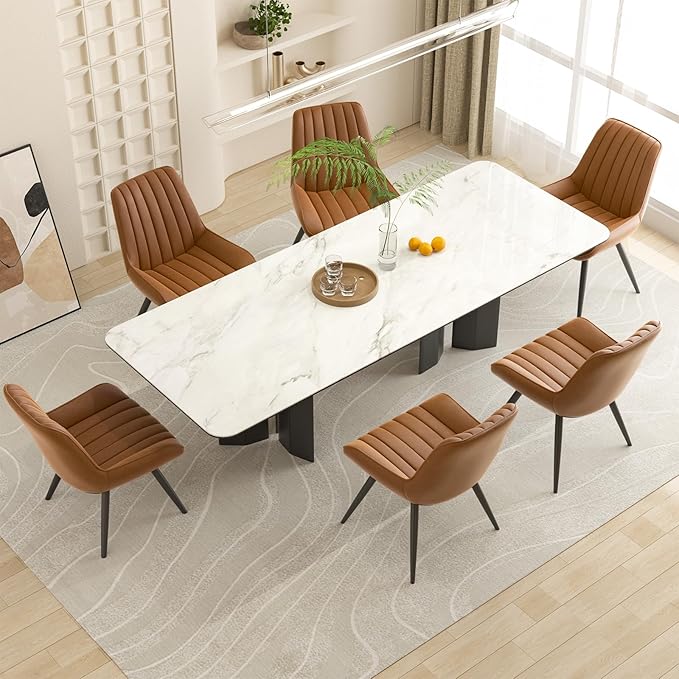 Dining Chairs with Metal Legs, Brown