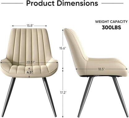Dining Chairs with Metal Legs, Beige