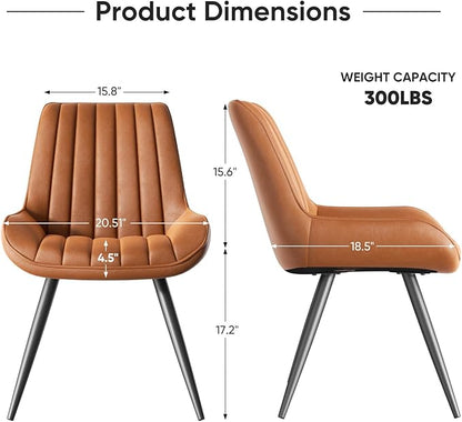 Dining Chairs with Metal Legs, Brown