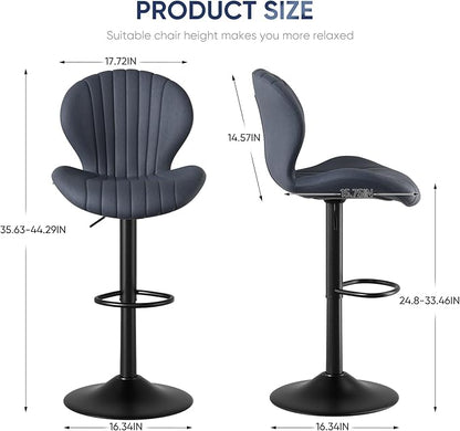 Adjustable Swivel Barstools, Dark Grey fabric