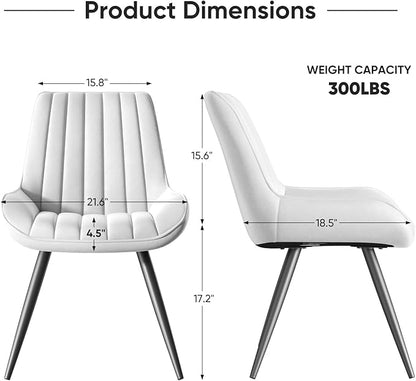 Dining Chairs with Metal Legs, White