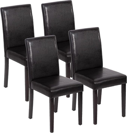 small Dining Chairs Set of 4, Leather Black