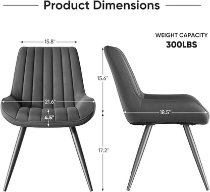 Dining Chairs with Metal Legs, Dark Grey