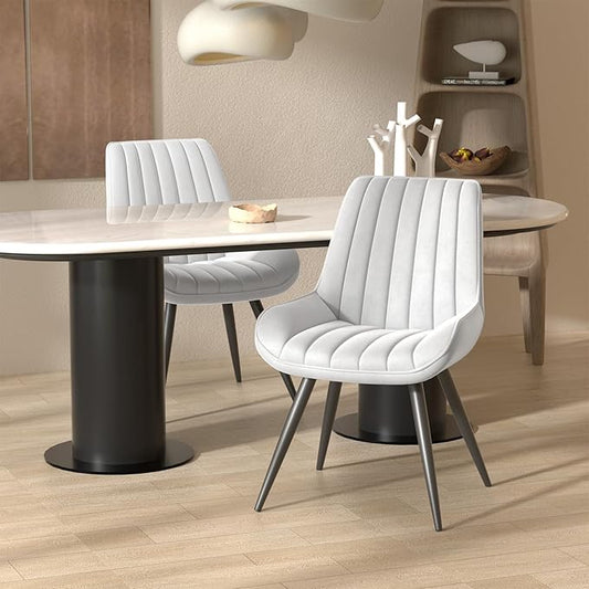 Dining Chairs with Metal Legs, White