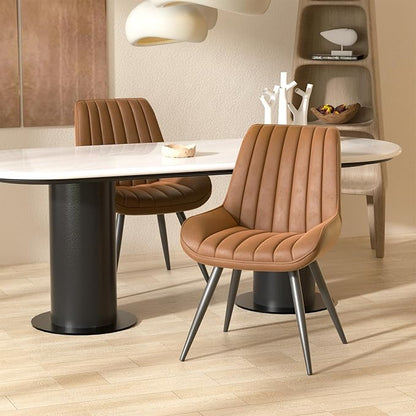Dining Chairs with Metal Legs, Brown