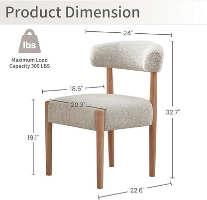 Wooden Dining Chairs Set of 4, Heathered Off-White