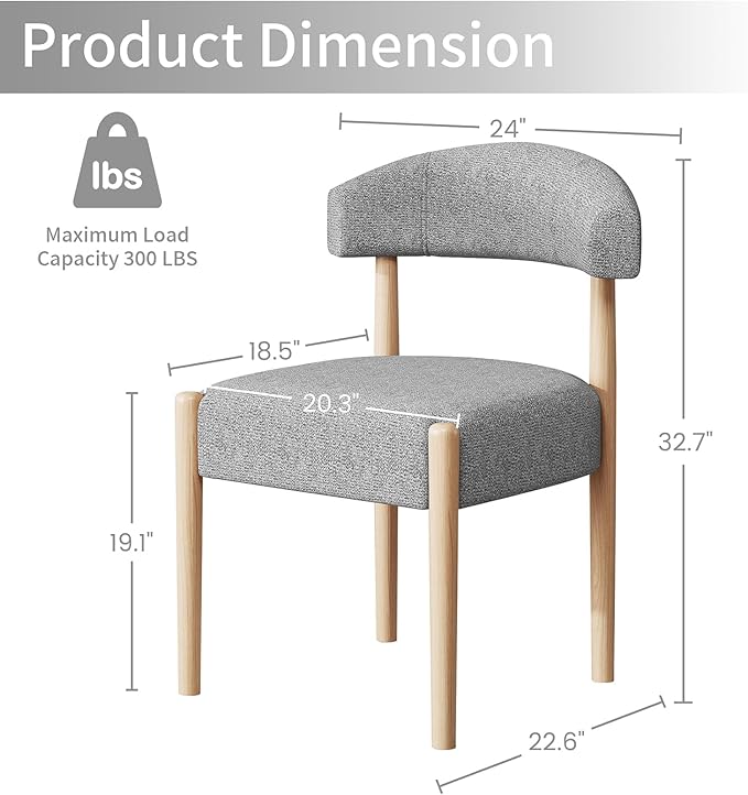 Wooden Dining Chairs Set of 4, Gray