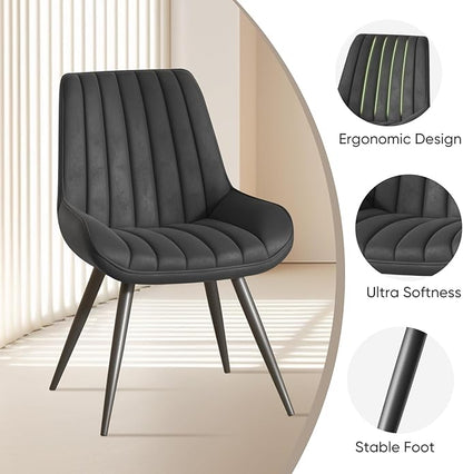 Dining Chairs with Metal Legs, Black