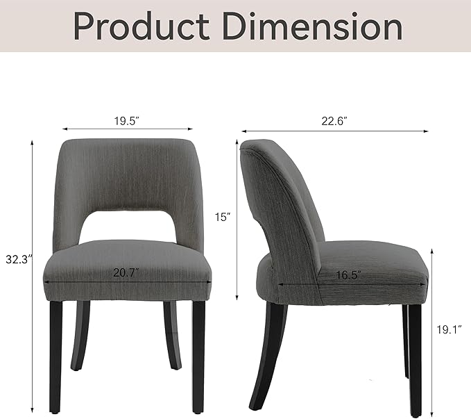 Dining Chairs Set of 4 - Dark Grey-Black Legs