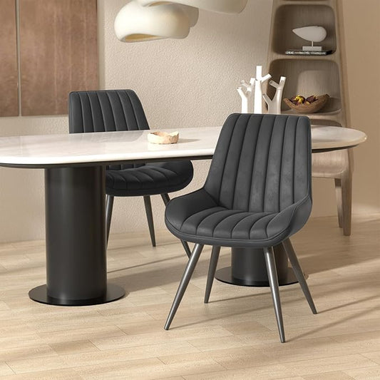 Dining Chairs with Metal Legs, Black