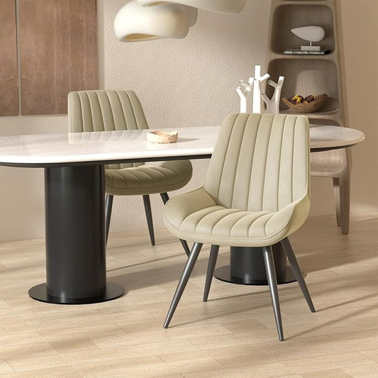 Dining Chairs with Metal Legs, Beige