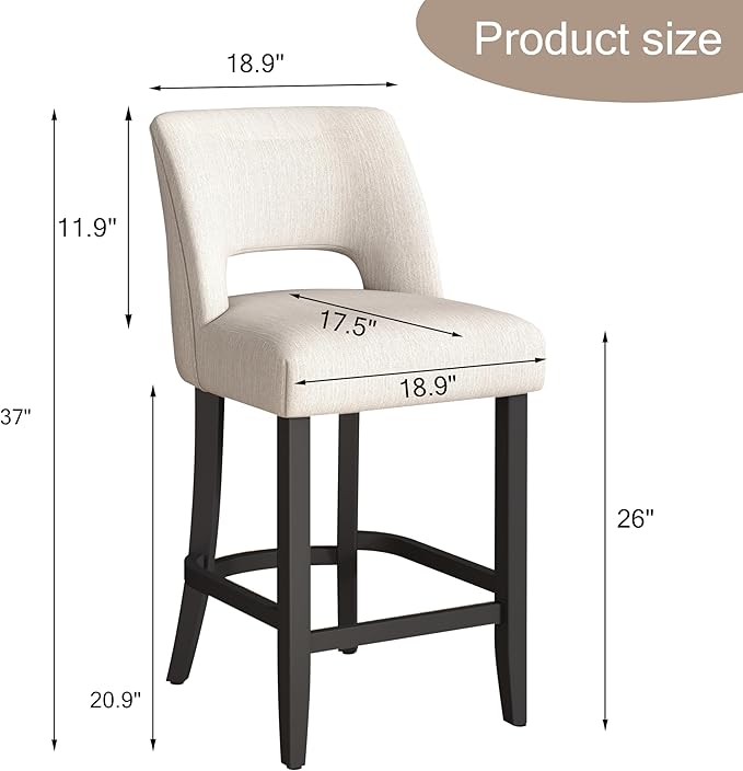 Counter Height Bar Stools - Beige-Black Legs