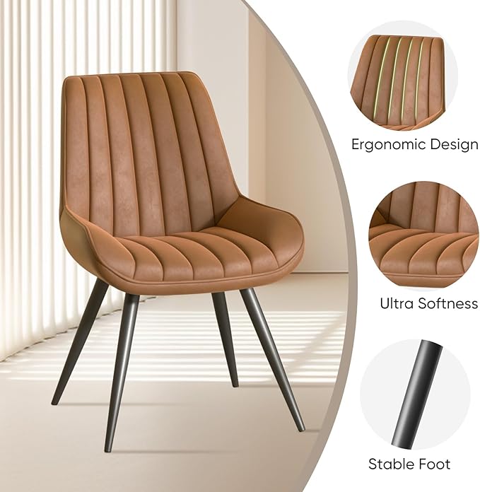 Dining Chairs with Metal Legs, Brown