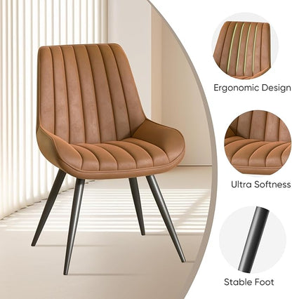 Dining Chairs with Metal Legs, Brown