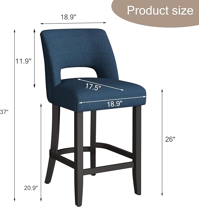 Counter Height Bar Stools - Blue-Black Legs