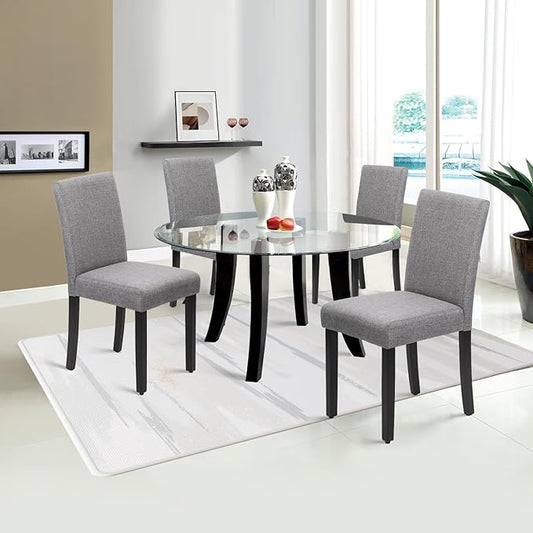 Small Dining Chairs Set of 4, Fabric Grey