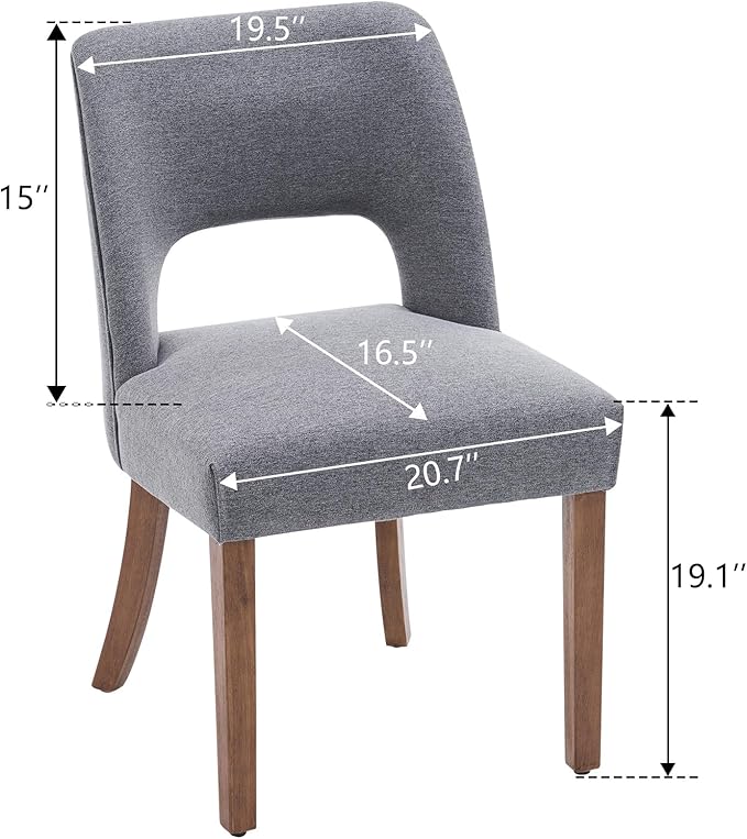 Wooden Dining Chairs Set of 4 - Fabric Grey