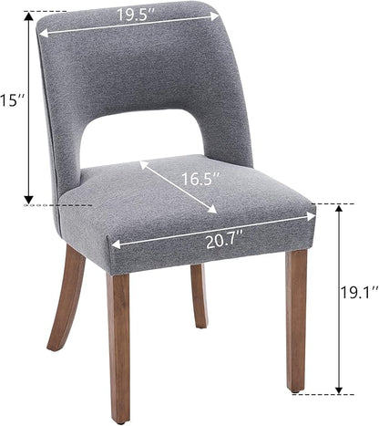 Wooden Dining Chairs Set of 4 - Fabric Grey