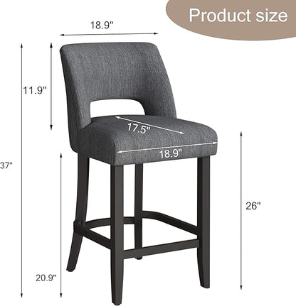 Counter Height Bar Stools - Dark Grey-Black Legs