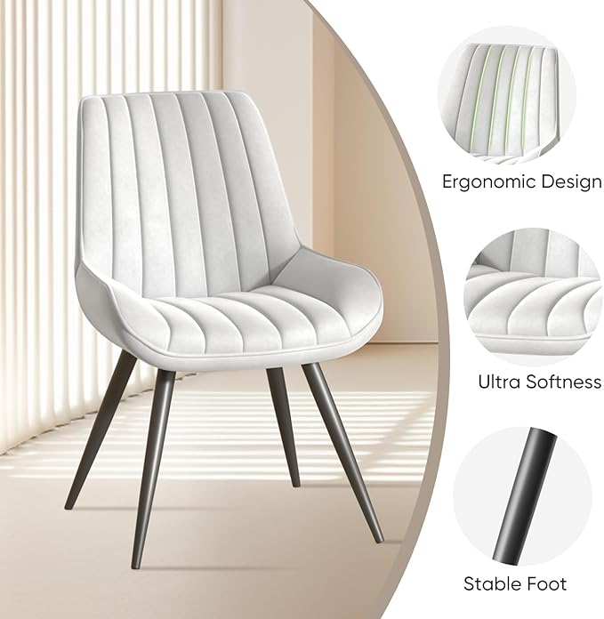 Dining Chairs with Metal Legs, White