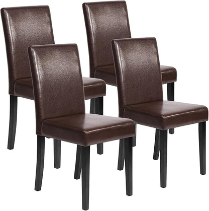 Small Dining Chairs Set of 4, Leather Brown