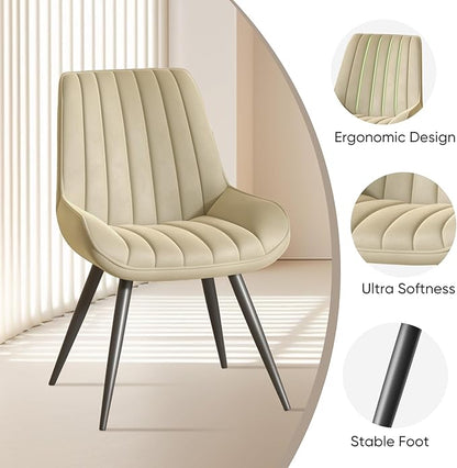Dining Chairs with Metal Legs, Beige