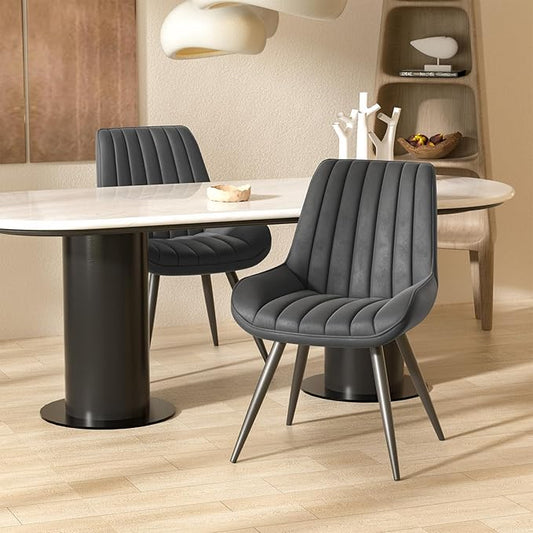 Dining Chairs with Metal Legs, Dark Grey