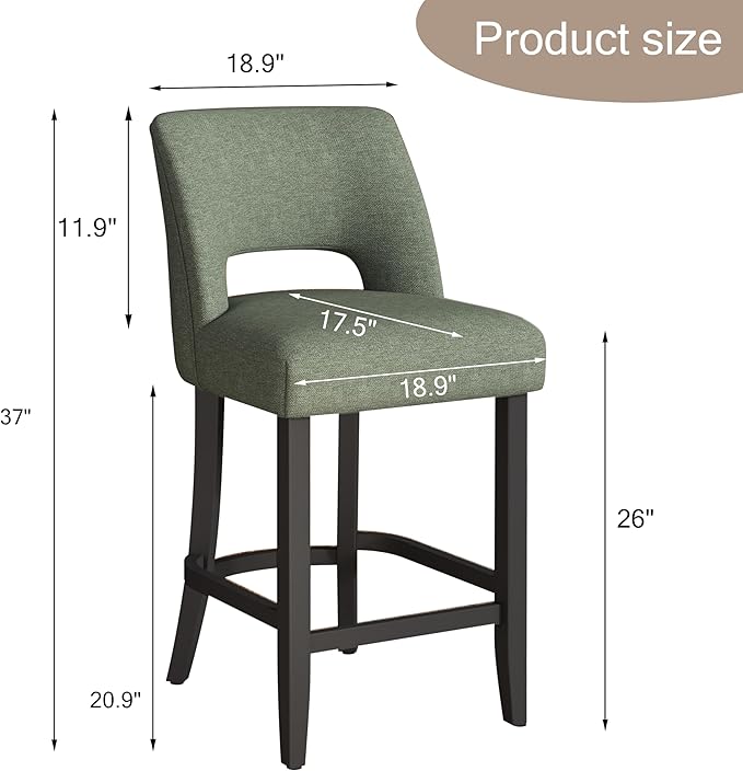 Counter Height Bar Stools - Green-Black Legs