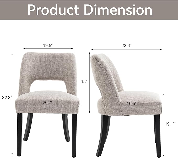 Dining Chairs Set of 4 - Grey-Black Legs