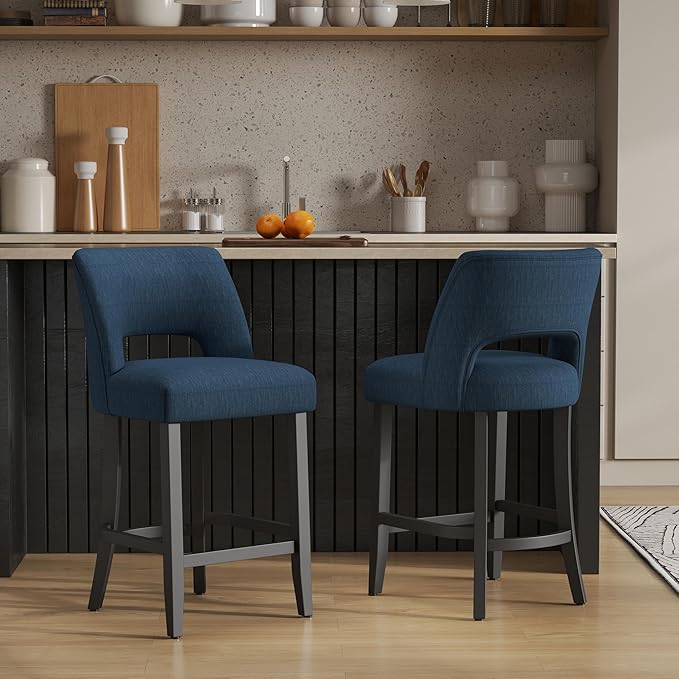 Counter Height Bar Stools - Blue-Black Legs
