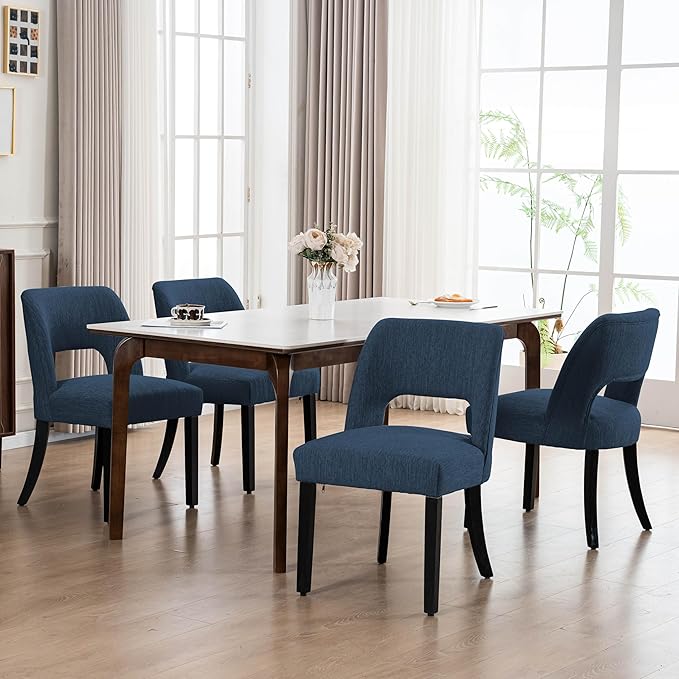 Dining Chairs Set of 4 - Blue-Black Legs