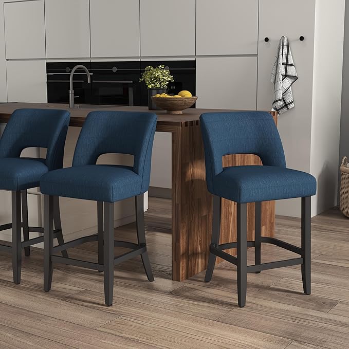 Counter Height Bar Stools - Blue-Black Legs