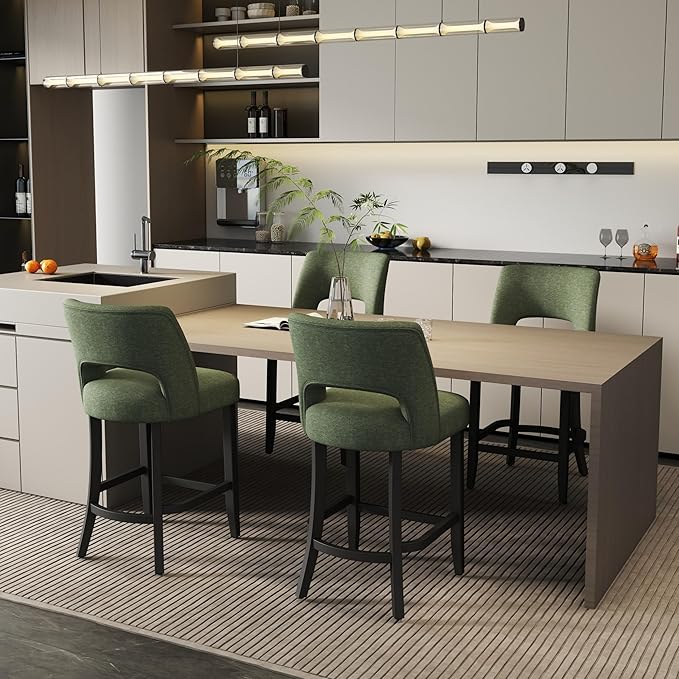 Counter Height Bar Stools - Green-Black Legs