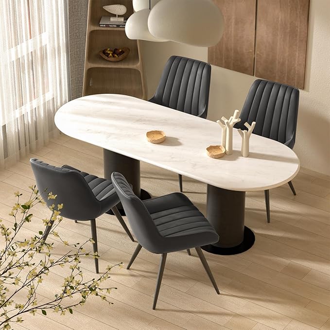 Dining Chairs with Metal Legs, Black