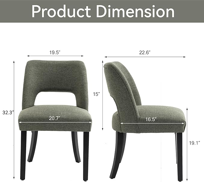 Dining Chairs Set of 4 - Green-Black Legs