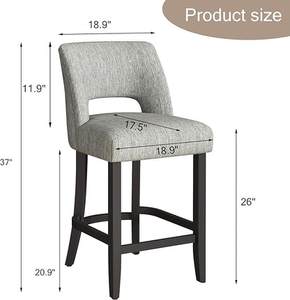 Counter Height Bar Stools - Light Grey-Black Legs
