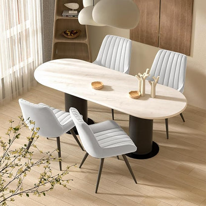Dining Chairs with Metal Legs, White