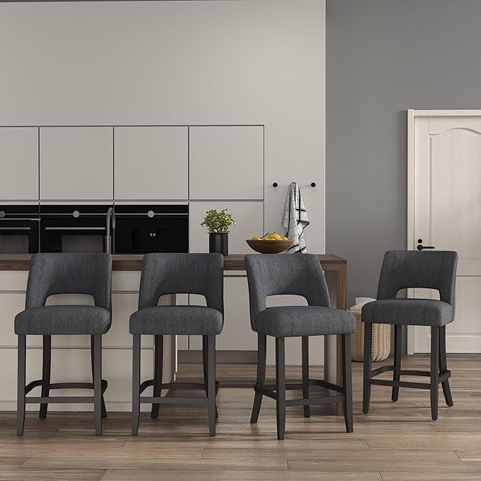 Counter Height Bar Stools - Dark Grey-Black Legs