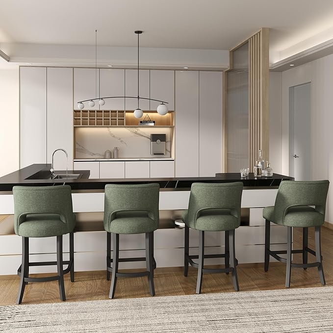 Counter Height Bar Stools - Green-Black Legs