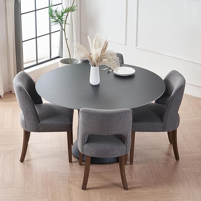 Wooden Dining Chairs Set of 4 - Fabric Grey