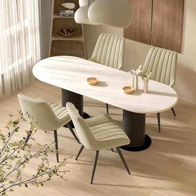 Dining Chairs with Metal Legs, Beige