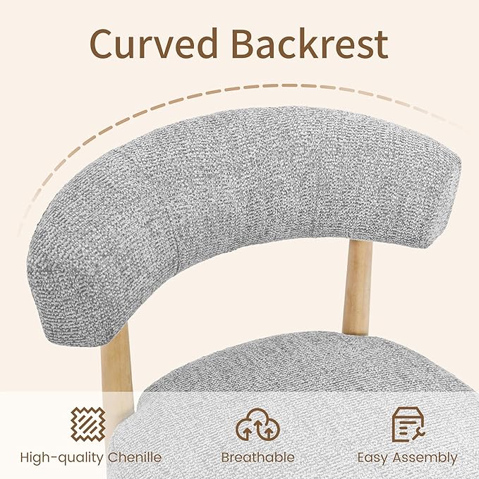 Wooden Dining Chairs Set of 4, Gray