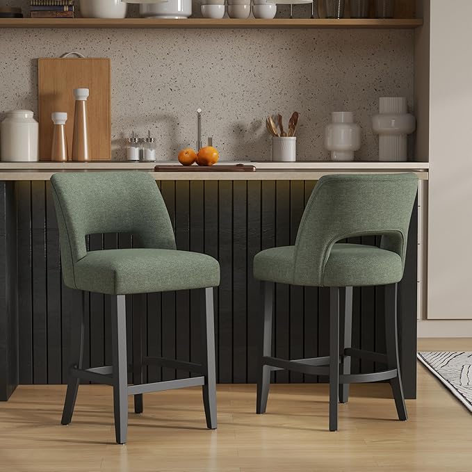 Counter Height Bar Stools - Green-Black Legs
