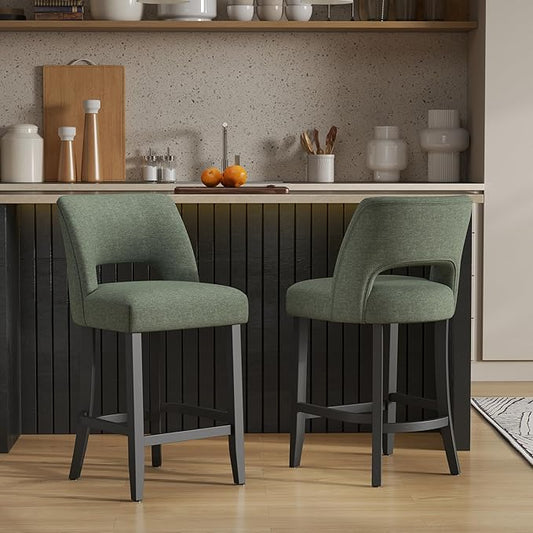 Counter Height Bar Stools - Green-Black Legs