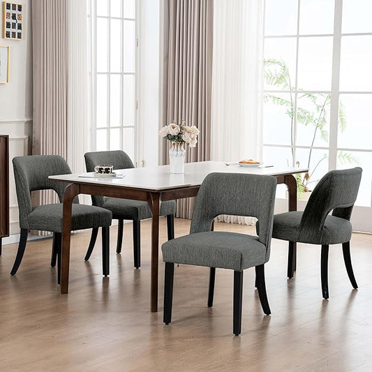 Dining Chairs Set of 4 - Dark Grey-Black Legs
