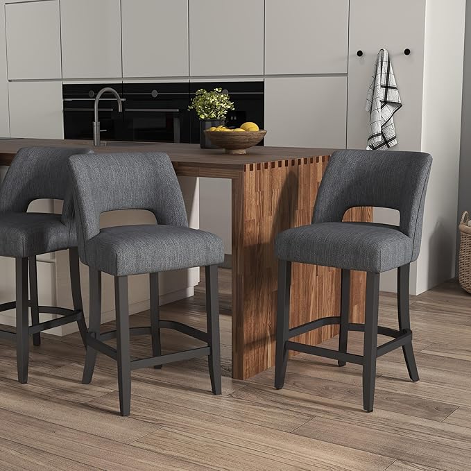 Counter Height Bar Stools - Dark Grey-Black Legs
