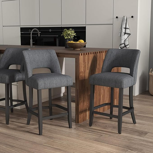 Counter Height Bar Stools - Dark Grey-Black Legs
