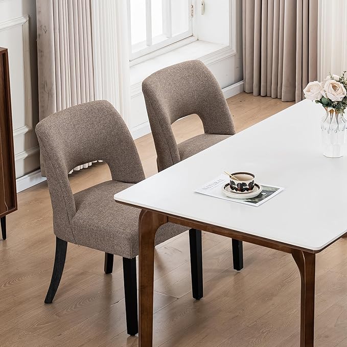 Dining Chairs Set of 4 - Brown-Black Legs